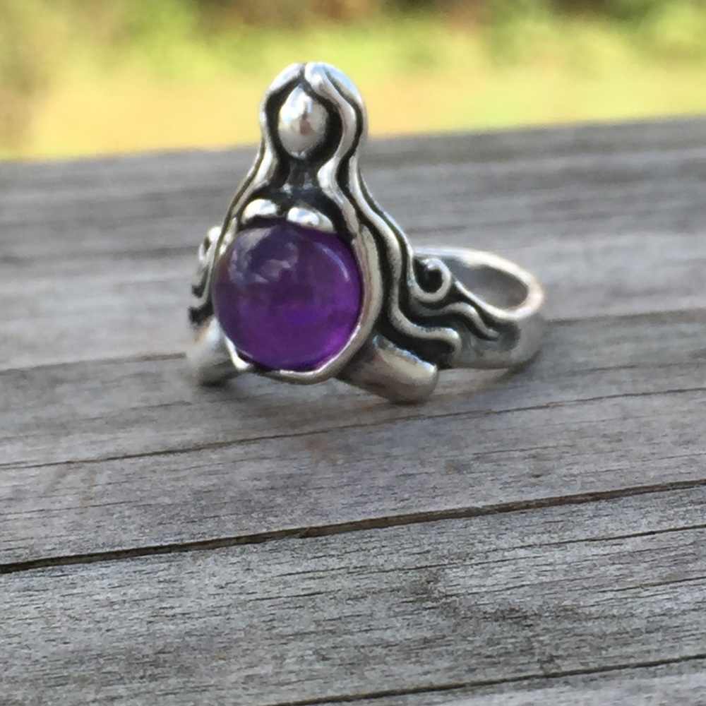 Goddess Abundance Ring Sterling Silver w/ Amethyst - Picture 11 of 16